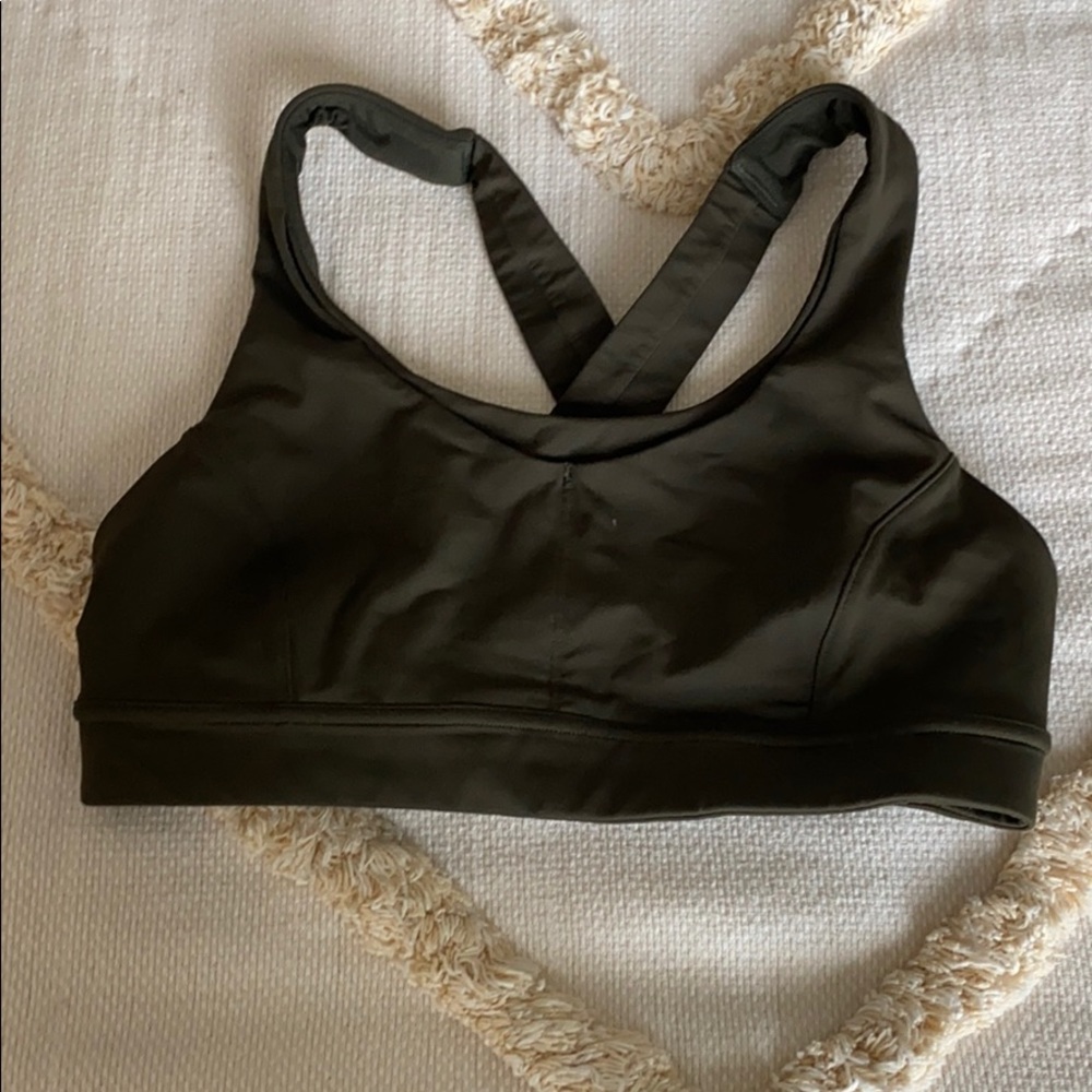 Lulu olive green sports bra